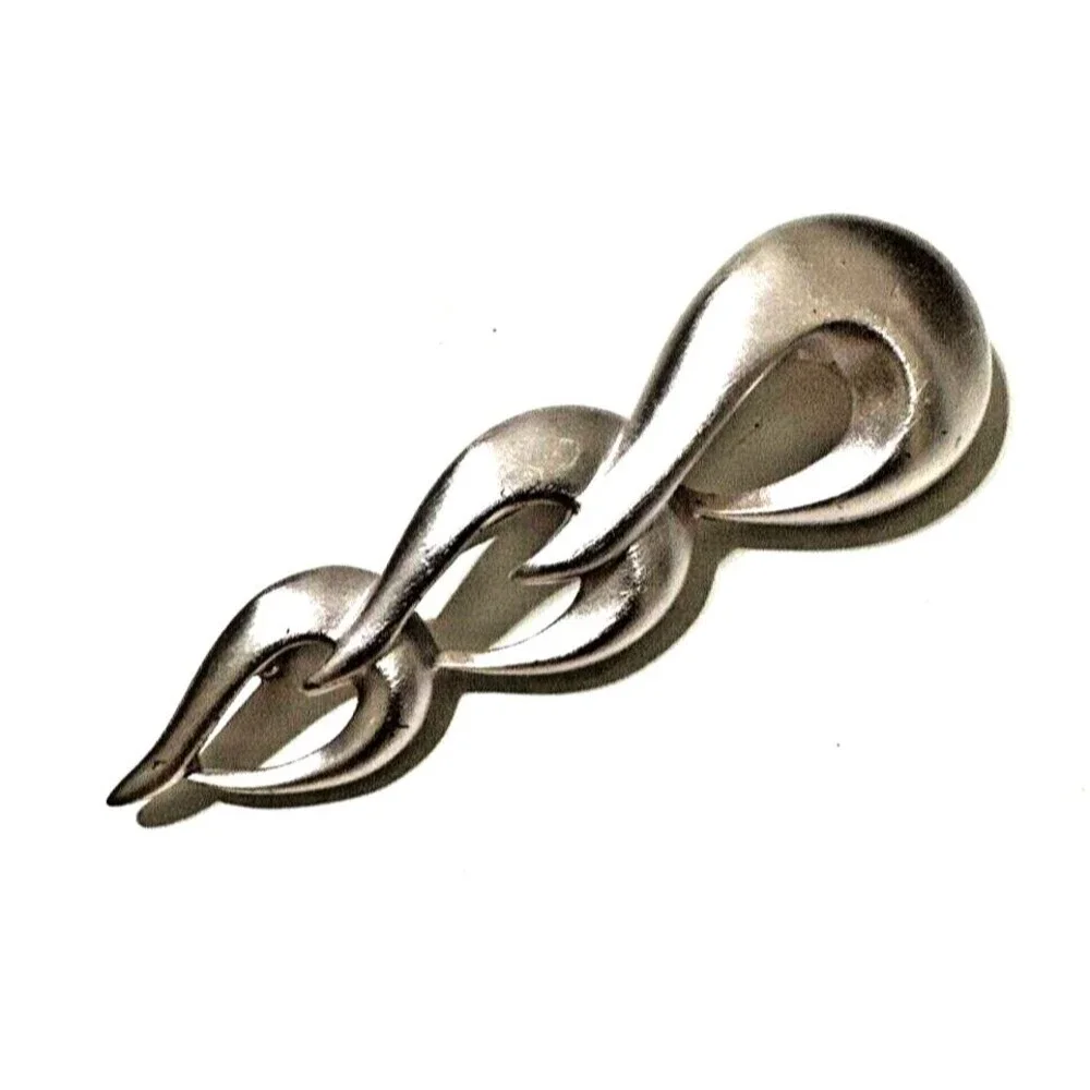 Vintage MONET MCM Modernist Abstract Swirl Loop Brooch Pin 3